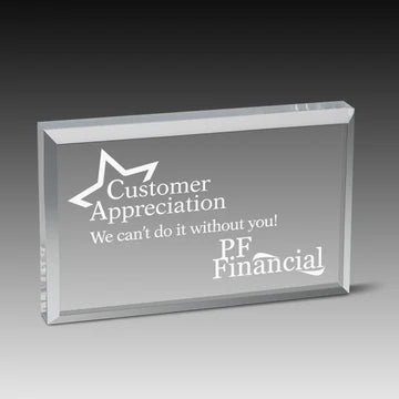 Clear Acrylic Paperweight 2.5" x 4"