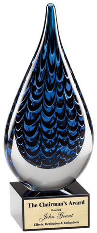 GLSC13 Art Glass Sculpture - Blue Rain Drop