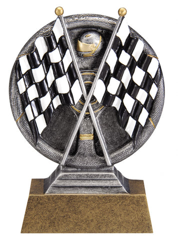 MX537 Motion Xtreme Crossed Flags Resin Trophy